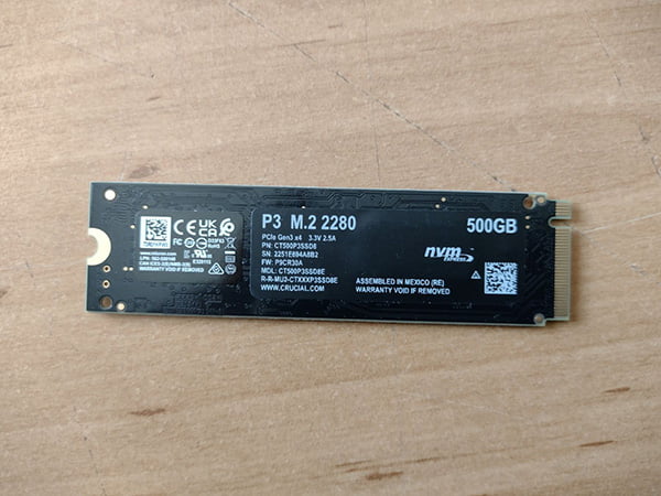 Crucial 500GB SSD NVMe